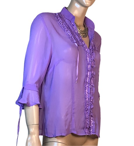 🌻*SEVEN SISTERS SIZE 3 (12AU) ST IVES LILAC RUFFLE BLOUSE NWOT - Picture 6 of 11