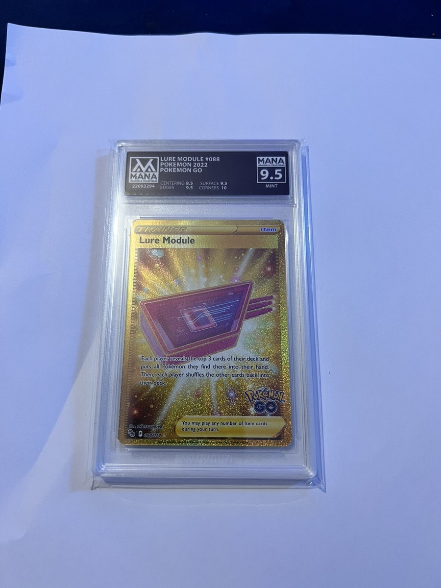 lure module pokemon go gold card Mana Grade 9.5 Pokemon Go Lure Module Gold Secret Full Art Card NM (Near  mint)