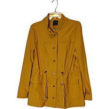 Eden Society Antsla Cargo Casual Jacket Stretch Cinch Waist Snap Yellow Large