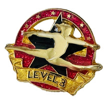 NEW Crown GLITTER Gymnastics Lapel Pin LEVEL 3 Pink
