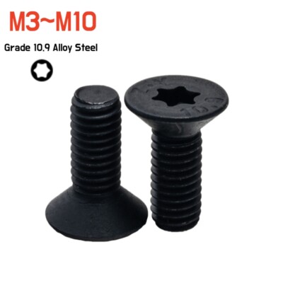 Torx Flat Head Countersunk Machine Screw Bolt M3 M4 M5 M6 M8 M10 Black Steel