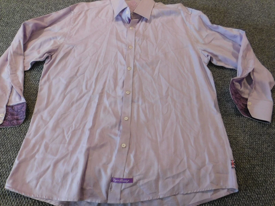 English Laundry Mens shirt 17 purple fitted button up casual - Image 3 of 4