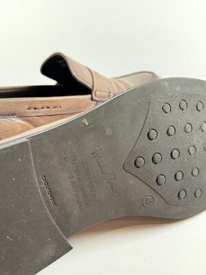 Michel Domit Men Shoes Brown Leather Italian Loafer Slip On  display picture 1