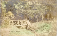 Vintage Real Photo RPPC Postcard Rustic Bridge Hand Colored No 63 Posted 1919 