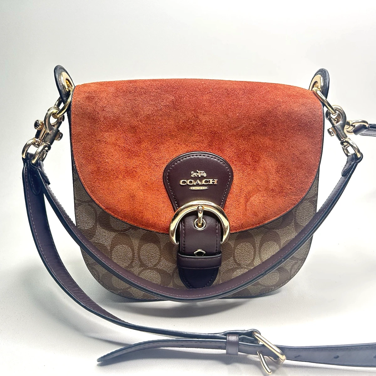 Coach Women's Suede Exterior Orange Bags & Handbags for Women for