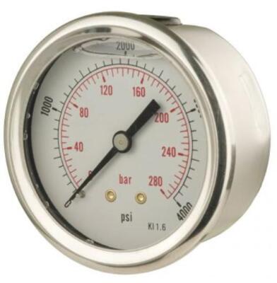 Manometer - 63 mm Zifferblatt - 1/4'' Mitte Rücken BSP - Glycerin gefüllt