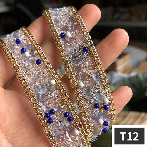 1m Rhinestone Trim Edging Hotfix Stone Beaded Ribbon Chain Iron on Applique Sew - Picture 15 of 30