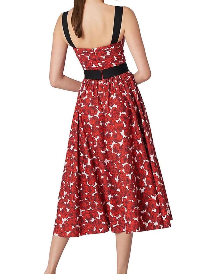 Carolina Herrera Sweetheart A-Line Dress Roses Black Straps