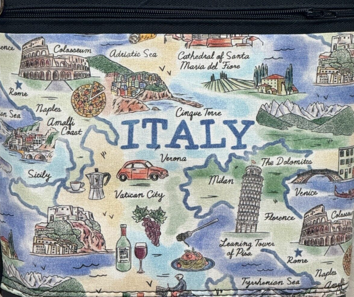 Crossbody Bag Black Handmade ITALY Adjustable Strap 2 Outside Pockets-image