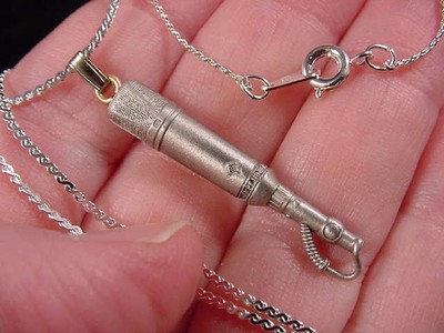 (M-2-G) PEWTER Neuman NEUMANN U67/87 Microphone NECKLACE Jewelry mics mic