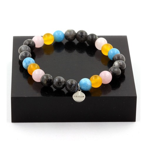 Bracciale EMPORIA Galaxy Regolabile In Oro - 9 Pietre: Howlite, Quarzi, Corniola, Lapislazzuli E Altre