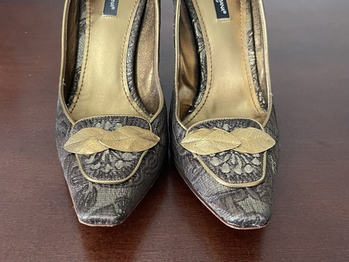 Dolce & Gabbana Gold Leaf Jacquard Pump Heels | Size EU 38 - Picture 6 of 16