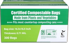 Compostable Bags 2.6 Gallon Food Scraps Yard Waste Bags 300 Count Extra 0.71 Mil