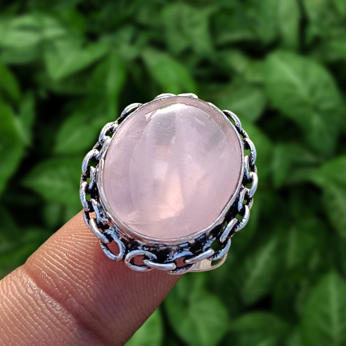 Sale Natural Rose Quartz Gemstone 1 PCS Ring 925 Silver  display picture 1
