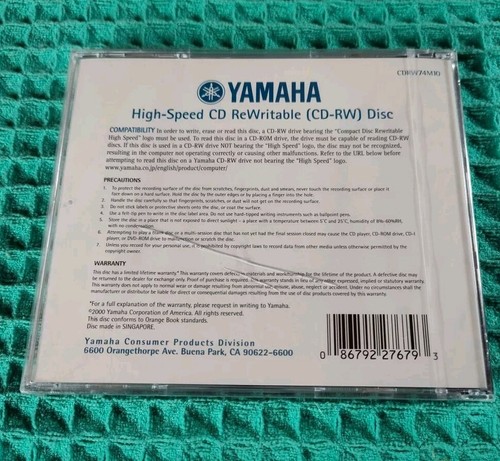 Yamaha, PROFESSIONAL GRADE CD-RW Rewritable Disc,10X NEW - Picture 2 of 2