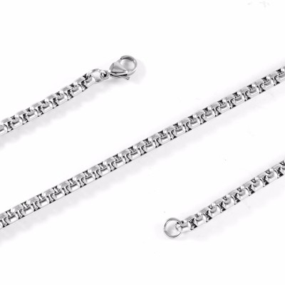4.5MM Box Chain Necklace Silver Titanium Steel Men's Fashion