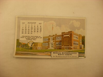Vtg Advertising Ink Blotter Cedarburg Elevator Co. Cement Cedarburg WI 1927