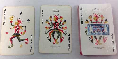 Vintage Playing Cards Jokers unopen deck bamboo German Stamp US Int Rev Hallmrk - Bild 1 von 4