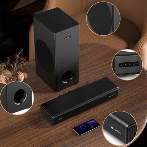 Sound Bar with subwoofer Dolby Atmos 2.1CH Wireless Bluetooth 3D Surround Sound - Picture 8 of 9