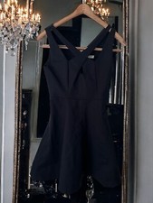 HALSTON HERITAGE Little Black Dress Cutout Fit Flare Cocktail Wedding Guest Sz 0