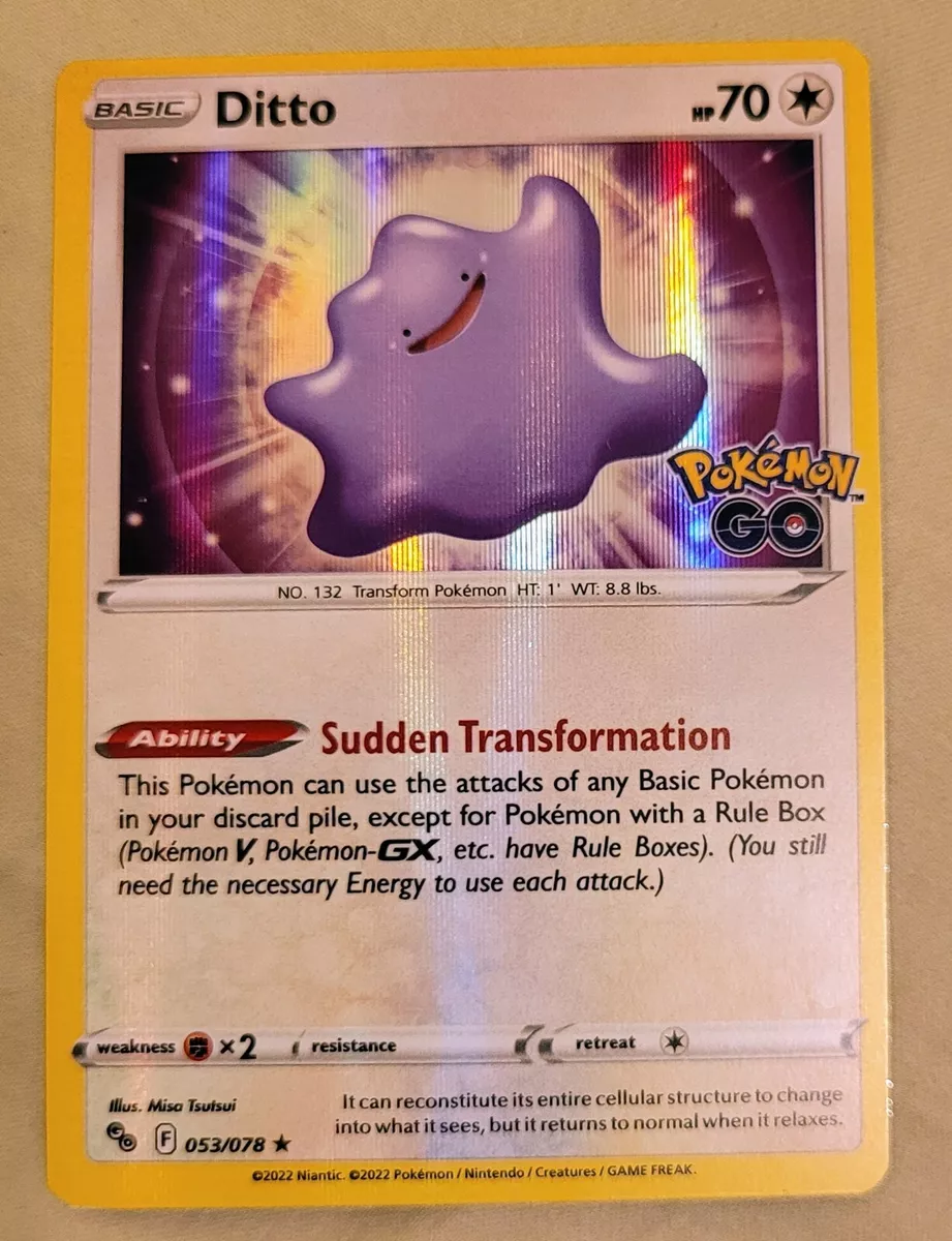 Mavin  Pokémon TCG Ditto Pokemon GO 053/078 Holo Holo Rare