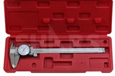 SHARS 8" Dial Caliper Shock Proof .001" Stainless 4 Way + Inspection Report P}
