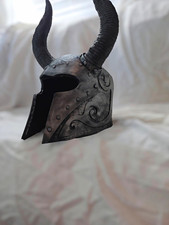 Viking Decorative Steel Horned Helmet Reproduction Silver/Black