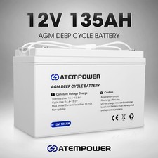 Atem Power 135AH 12V AGM Battery AMP Lead Acid SLA Deep Cycle Battery Dual Solar