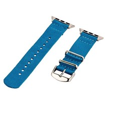 Electric Blue - 2 Piece Classic SS Nylon Watch Band for 42mm Apple Watch