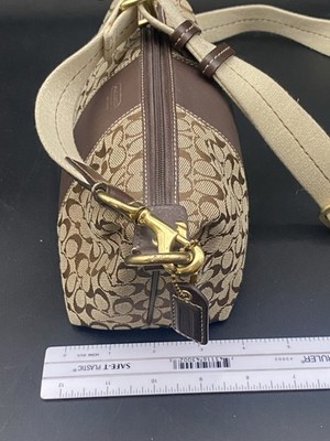 Vtg Y2K COACH Signature C Brown Mini Bag Zip Closure Baguette