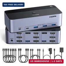 UGREEN 8K 60Hz HDMI Displayport KVM Switch 3 Monitors 2 Computers, Aluminum 4K 2
