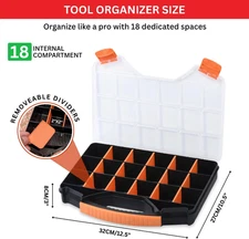 Andalus Tools Organizer Box, Small Parts Storage 18-Compartment Portable Hard...