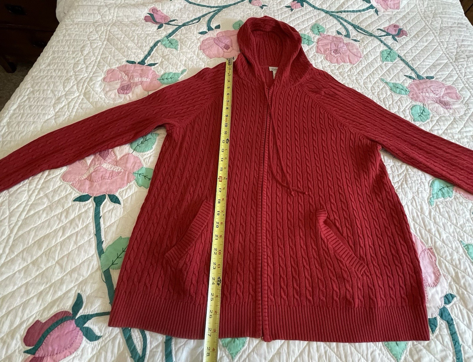 Classic Elements Red Classic Cable Knit  Zippered… - image 4