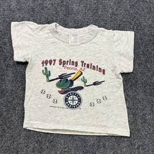 Vintage 1997 Seattle Mariners Sprint Training T-Shirt Kids Sz 2 Gray MLB Tee