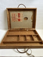 Vintage Artist Painter Palette Case Travel Box Missing Latches 15x10.75x2.5.