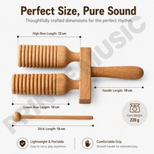 Percussion Instrument Agogo, Wooden Double Bell Tapered Handle