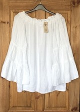 BNWT Made With Love Italian 100% cotton off shoudler gypsy crinkle top ONE SIZE