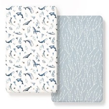 Stretch Ultra Soft Jersey Knit Fitted Crib Sheets Set 2 Pack, Universal Fit A...