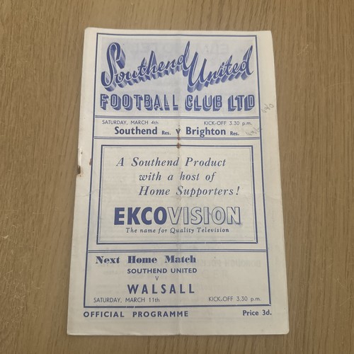 Southend United Reserves V Brighton Reserves 04/03/1950 - Picture 1 of 2