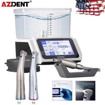 #ad AZDENT Dental LED Electric Micro Motor Brushless 1:5 1:1 LED Contra Angle USA $378.39