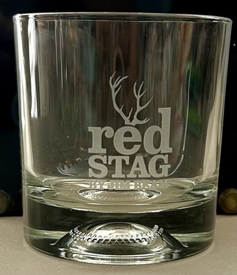 Red Stag By Jim Beam Clear Glass Whiskey Glass with Dimpled Bottom