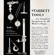 1936 Starrett Tools Advertisement Standard Shop Equipment Athol Mass F15c