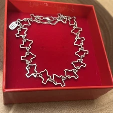 JAMES AVERY TEXAS SHAPED CHARM BRACELET SIZE 8" WITH SECURITY CHAIN SIGNED