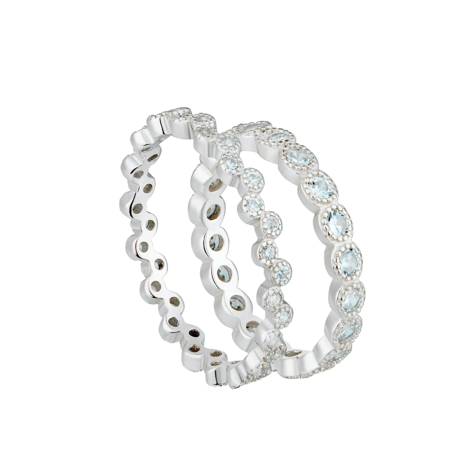 CZ Bezel Milgrain Stack Eternity Bridal Band Ring 925 Sterling Silver Size 4 - Image 4 of 4