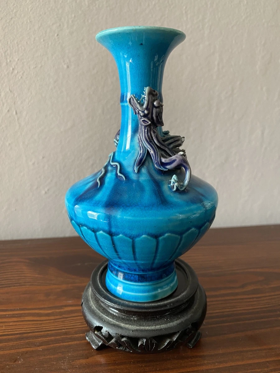 蓝色中国古董花瓶| eBay