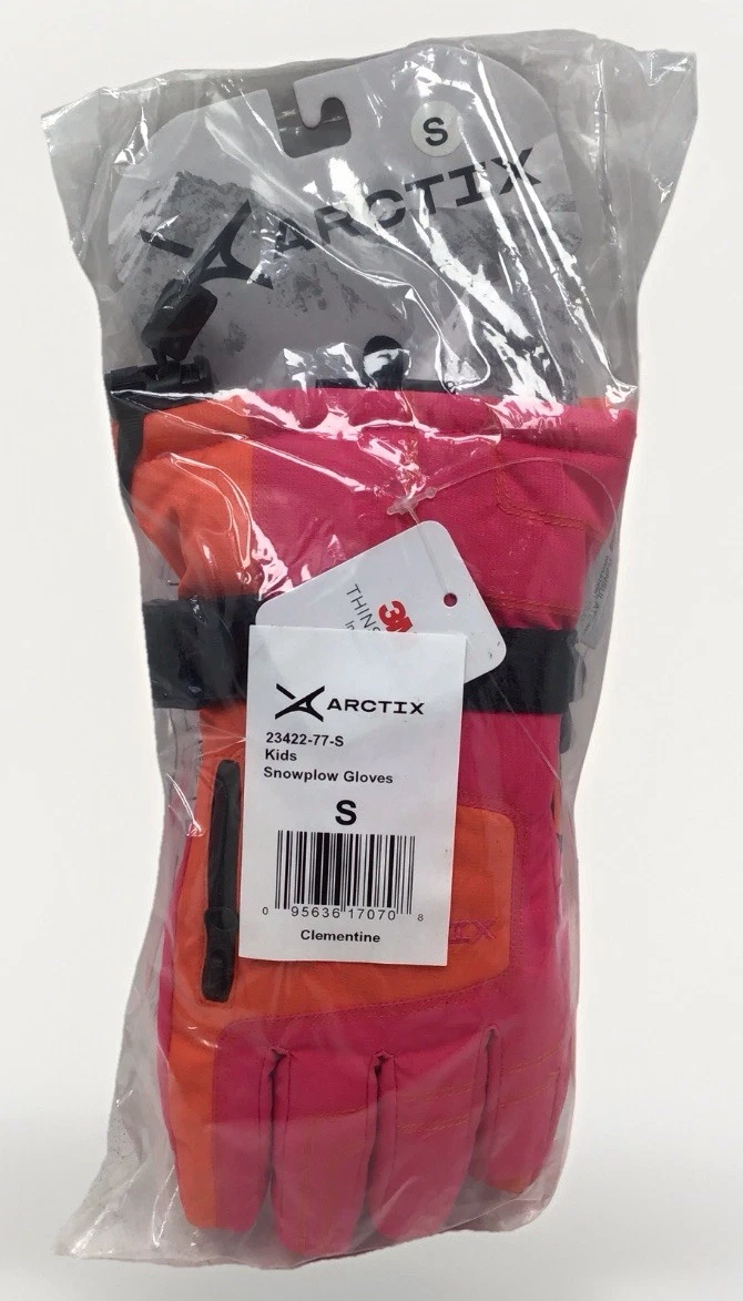 Arctix Kids Snowplow Gloves Size Small Clementine Orange & Pink Insulated