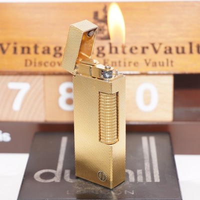 Dunhill Rollagas Lighter Gold Barley Pattern_Ultrasonically Cleaned_Working