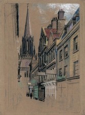 Arthur Cecil Fare (1876-1958) Pastellzeichnung Straßenszene - 20. Jahrhundert
