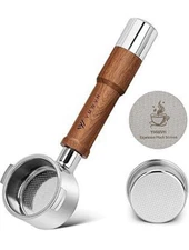 51mm Bottomless Portafilter 2 Ears w/ Puck Screen & Basket, Walnut Handle