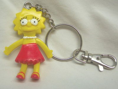 #ad Vintage 2003 The Simpsons BENDABLE LISA SIMPSON 2quot; Plastic KEYCHAIN Clip $15.00